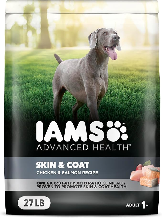 IAMS Advanced Health Skin & Coat Adult Dry Dog Food Chicken and Salmon Recipe, 27 lb. Bag-Mewly Pet