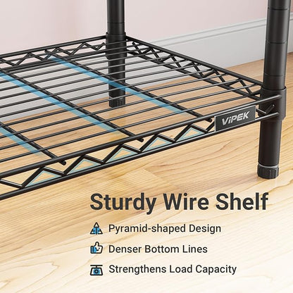 VIPEK V5C Heavy Duty Covered Clothes Rack Portable Closet Rack, Black Metal Clothing Rack with Black Upgarded Polyester Cover, Adjustable Custom Freestanding Closet Wardrobe, Max Load 800LBS