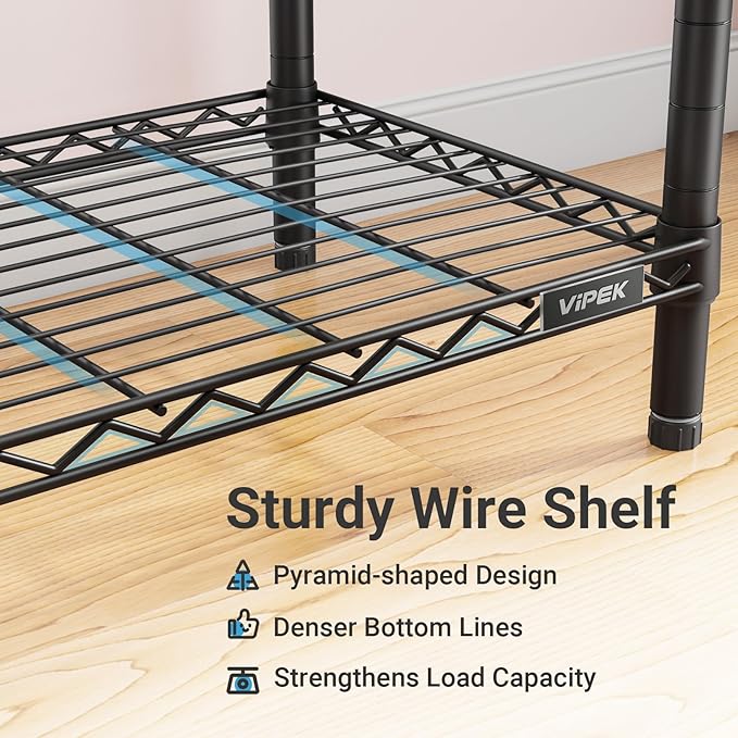VIPEK V5C Medium Covered Clothes Rack Heavy Duty Portable Closet Wardrobe, Freestanding Black Clothing Rack with Black Upgarded Polyester Cover, Adjustable Custom Closet Rack, 57.9" Lx17.3 Wx76.4 H