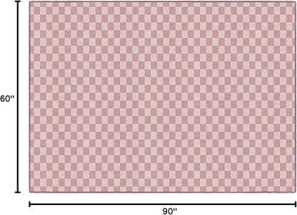Flagship Carpets Schoolgirl Style Blush Checkerboard Educational Area Rug for Kids Room Seating Décor, Children's Classroom, Play Carpet for Teaching and Playroom, 5' x 7'6", Blush Pink