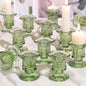 Green Candlestick Holders Bulk, 12 Pcs Glass Candle Holders Set,Crystal Taper Candle Holder for Wedding, Table Centerpiece, Home Decoration
