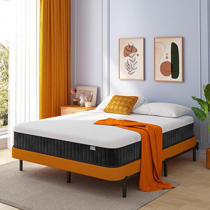 Swbvs Queen Mattress 12 Inch, Hybrid Mattress Queen Size, Bed Matress in a Box, Pressure Relief & Fiberglass Free