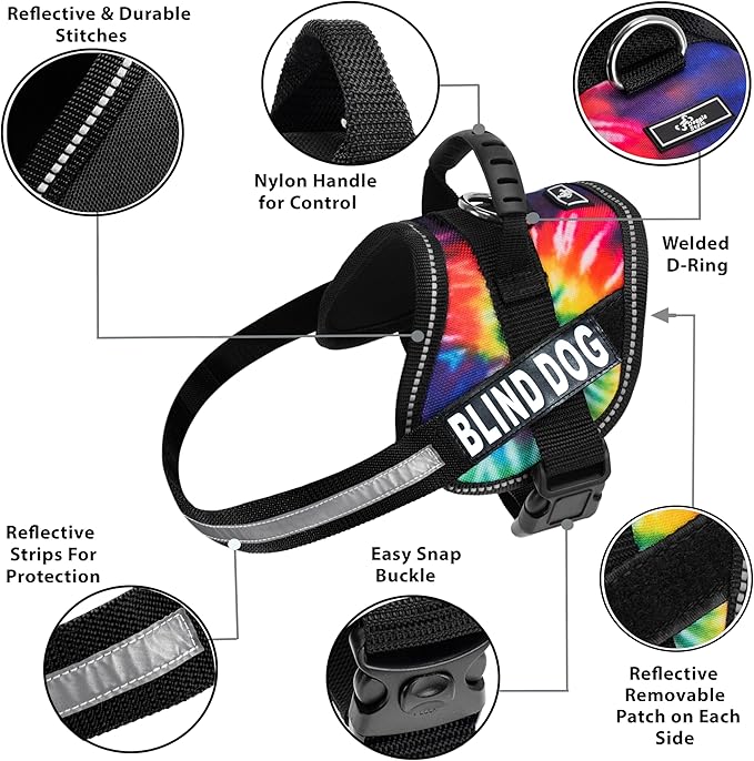 Doggie Stylz Blind Dog Harness No Pull No Escape Dog Vest for Blind Dogs Adjustable Vest with Handle Blind Dog Accessories and Patches for Training and Mobility-Mewly Pet
