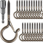 96 PCS Q-Hanger Hooks, Screw Hooks for Outdoor String Lights, Safety Buckle Design Cup Eye Hook for Hanging Christmas Lights, Plants, Mounted on Wall Ceiling, Include 1 Wing Nut Driver, Copper