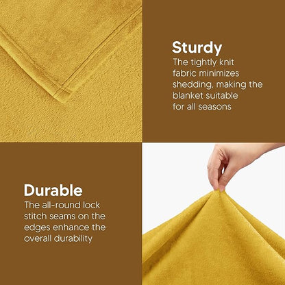 Utopia Bedding Fleece Blanket Throw Size Gold 300GSM Luxury Anti-Static Fuzzy Soft Microfiber Blanket for Couch, Sofa and Bed (60x50 Inch)