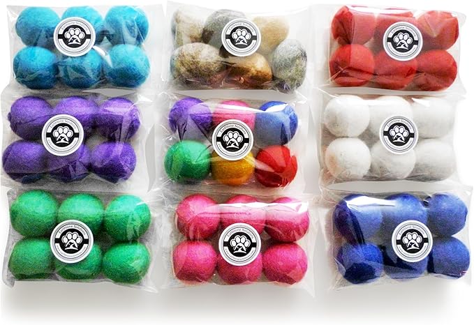 Wool Cat Toys - Felt Cat Toy Balls for Small Pet Fetch and Play - Eco Friendly Quiet Wool Ball Cat Toy for Cats and Kittens - Choose Your Colors (Gray)-Mewly Pet