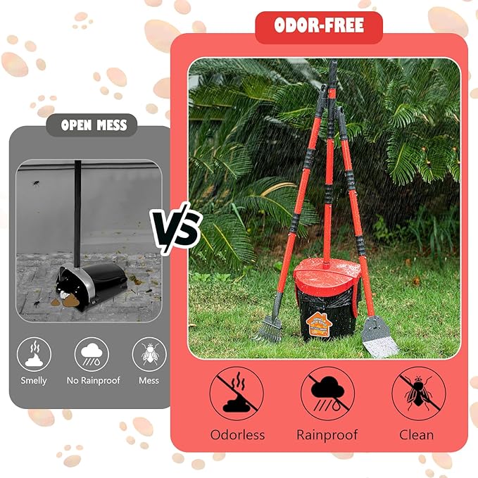 Pooper Scooper with Swivel Bin-Heavy-Duty Metal Rake & Spade, Portable Poop Scooper,Includes 100 Waste Bags, Easy to Clean, Perfect for Grass Dirt or Gravel,Ideal for Small Medium Large Dogs-Mewly Pet