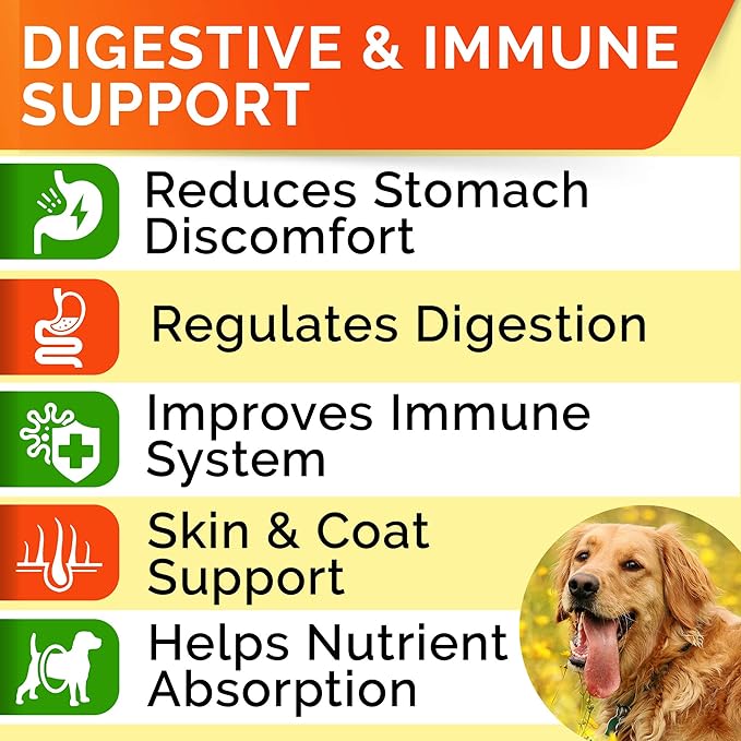 StrellaLab Pet Probiotics for Dogs & Digestive Enzymes - Digestion & Gut Health Treats, Dog Probiotics Chews, Fiber Supplement, Anti Diarrhea, Constipation, Upset Stomach&Gas Relief, Canine Prebiotic-Mewly Pet