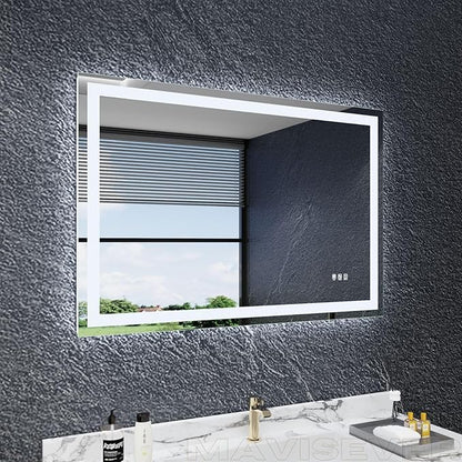 LED Bathroom Mirror with Lights 44"x 30", Anti-Fog, Dimmable, Backlit + Front Lit, Lighted Bathroom Vanity Mirror for Wall, Memory Function, Tempered Glass (Horizontal/Vertical)