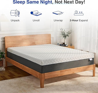 10 Inch King Green Tea Memory Foam Mattress for Cool Sleep & Pressure Relief, Bed in a Box, Removable Cover No Fiberglass, CertiPUR-US Certified
