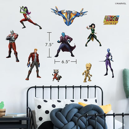 Guardians of The Galaxy Wall Decals – Set of 10 Marvel Licensed Removable Vinyl Stickers for Kids Bedroom Playroom Bathroom - Peel and Stick Room Décor