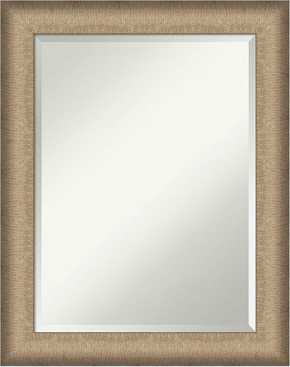 Amanti Art Bronze Bathroom Mirror for Over Sink, 29x23 Elegant Brushed Bronze Rectangle Vanity Mirror, Medium Casual Frame, Hangs Horizonally and Vertically, Bathroom Wall Decor, Beveled Edge