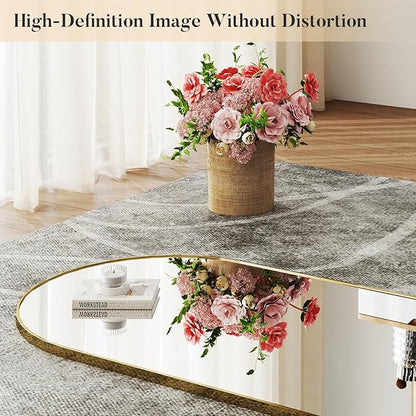 DUMOS Arched Wall-Mounted Full Length Mirror 27"x71" for Bedroom, Full Body Floor Mirror with Stand, Hanging or Leaning for Wall, Gold