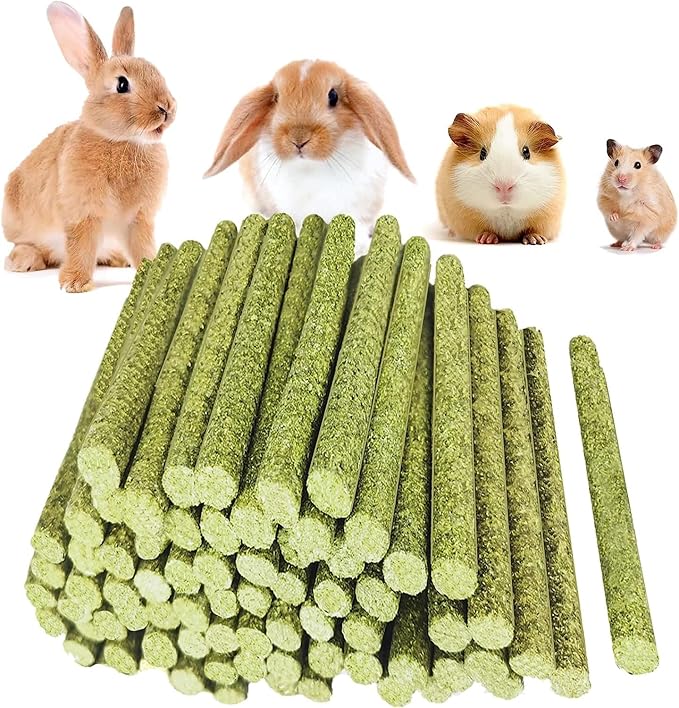 Rabbit Toys,Timothy Hay Stick for Guinea Pig Toy Bunny Chew Toys for Teeth Grinding Hamster Alfalfa Bite Treat Rabbit Molar Food Snack for Pet Rat Chinchilla Squirrel Gerbil-20PCS-Mewly Pet