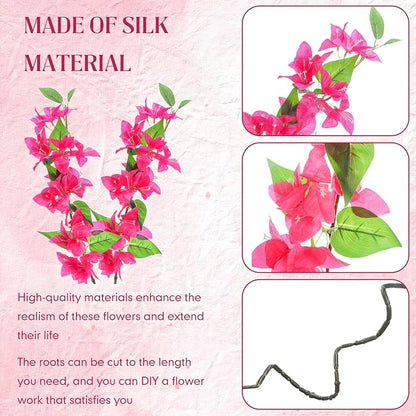30 Pcs Artificial Faux Bougainvillea Fake Flower Silk Bougainvillea Branches UV Resistant Outdoor Indoor Decoration for Wedding Home Centerpieces Outside Decor (Rose Red)