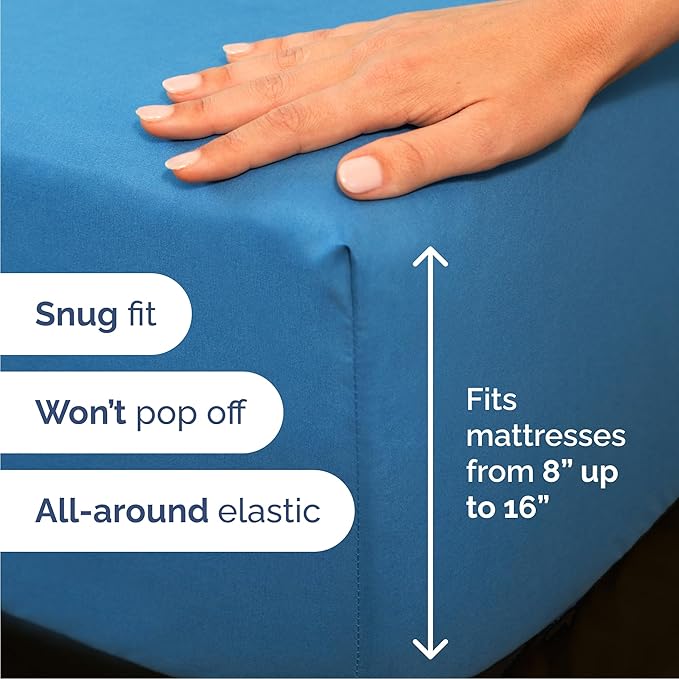 Cal King Size 4 Piece Sheet Set - Comfy Breathable & Cooling Bed Sheets Set - Hotel Luxury Bedding for Women, Men, Kids, Teens, Boys & Girls - Deep Pockets, Soft, Wrinkle Free - Oeko-Tex - Denim Blue