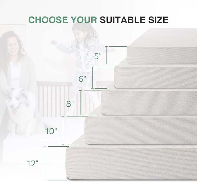 Twin XL Mattress in a Box, 10 inch Mattresses Made in USA for Kids Bed Single Size Daybed Individual Bunk, Green Tea Memory Foam Mattress for Cool Sleep & Pressure Relief, Medium Firm