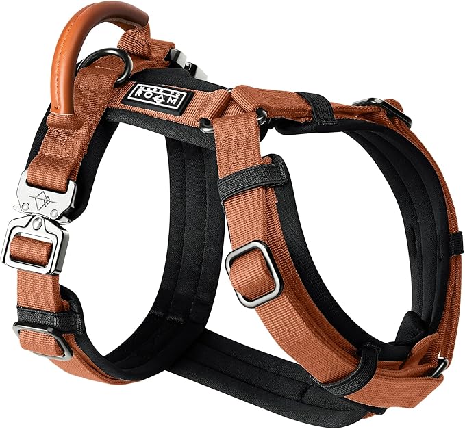 MADE TO ROAM Premium Explorer Harness - Y-Shaped Dog Harness with Adjustable Durable Nylon, Soft Padding, Metal Buckles and Leather Handle for Small, Medium, Large Dogs (Nevada Evening, Size 7)-Mewly Pet