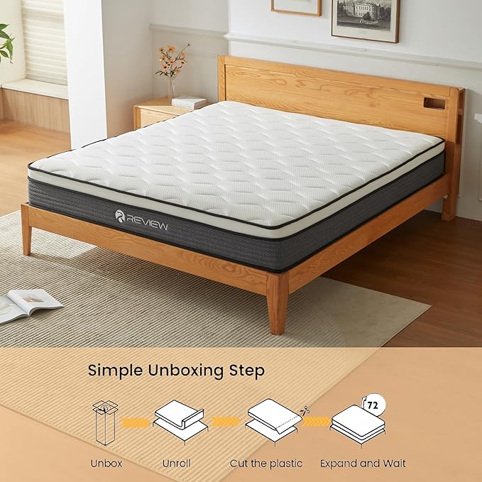 Full Size Mattress, 12 Inch Full Mattress in a Box, Memory Foam Hybrid Mattresses with Individual Pocket Spring for Motion Isolation & Silent Sleep, Pressure Relief, Medium Firm