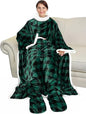 Catalonia Sherpa Wearable Blanket with Sleeves & Foot Pockets for Adult Women Men, Comfy Snuggly Wrap Sleeved Throw Blanket Robe, Gift Idea, Plaid Green, St. Patrick Gift
