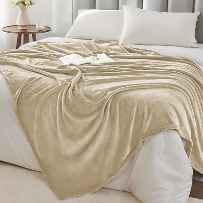 BEDELITE Fleece Blanket Full Size Linen Throw Blankets for Couch & Bed, Luxury Plush Cozy Fuzzy Blanket 84x90 inches, Super Soft Warm Lightweight Throw Blanket for Travel Camping
