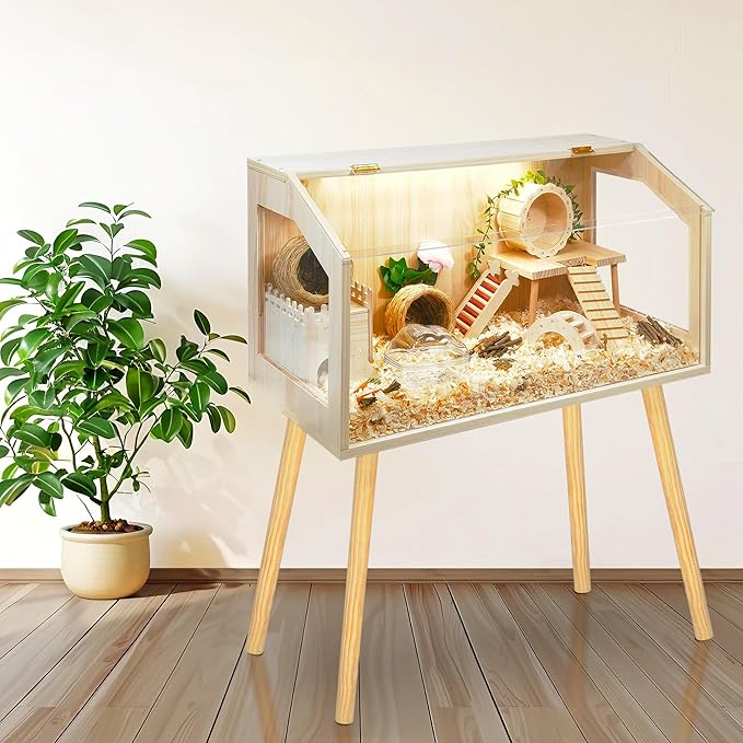 Prolee Hamster Cage with Legs, Guinea Pig Cages Chew Proof, Hamster House, Hamster Cages and Habitats, 24" L x 16" W x 40" H-Mewly Pet