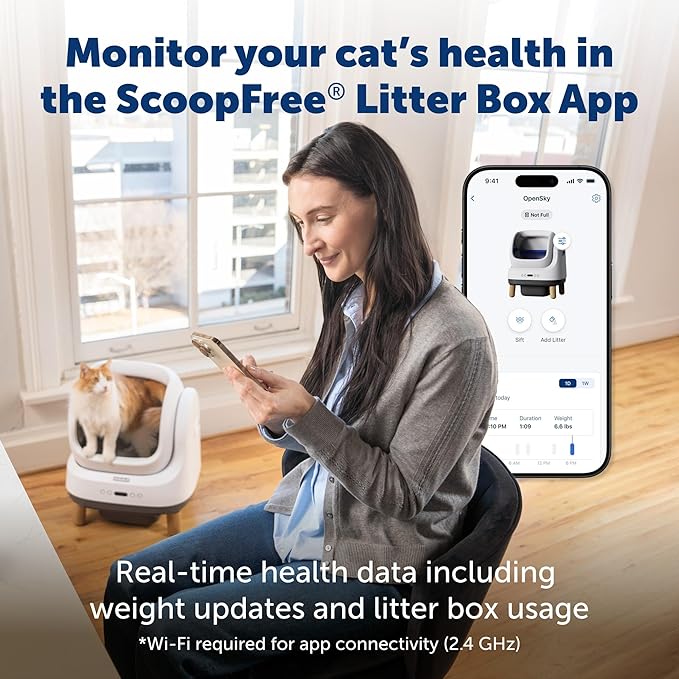 PetSafe ScoopFree OpenSky Automatic Self-Cleaning Cat Litter Box – Advanced Odor Control – App Controlled with Health Monitoring – Works with Any Litter – Up to 2 Weeks of Hands-Free Cleaning-Mewly Pet