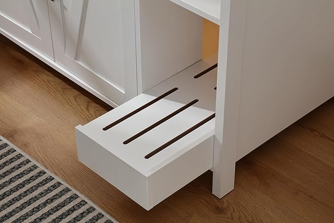 Cat Litter Robot Enclosure,for Placing Litter Robot 3/4,Power Outlet and Dog-Proof Shelf for Litter Robot Cabinet,Litter Collector for Automatic Litter Box Enclosure,Cloud White-Mewly Pet