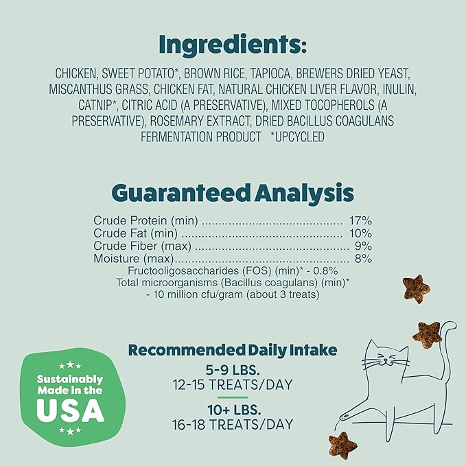 Shameless Pets Crunchy Cat Treats - Catnip Treats for Cats with Digestive Support, Kitten Treats with Real Chicken, Natural & Healthy Flavored Feline Snacks - Catnip N Chill, 1-Pk (12 Oz)-Mewly Pet