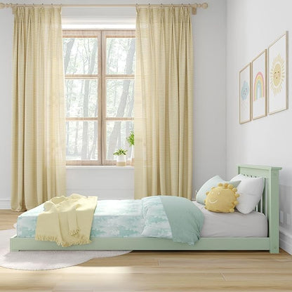 Max & Lily Classic Twin Floor Bed, 79.75 Inches, Solid Wood Low Bed Frame for Kids, Modern Floor Bed for Bedroom, Sage Green