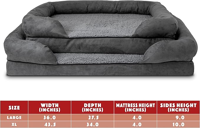 The Dog’s Bed, Large Grey Plush (no Logo), Memory Foam, Pain Relief: Arthritis, Hip & Elbow Dysplasia, Post Surgery, Lameness, Supportive, Calming, Waterproof Washable Cover, Veterinary Approved-Mewly Pet