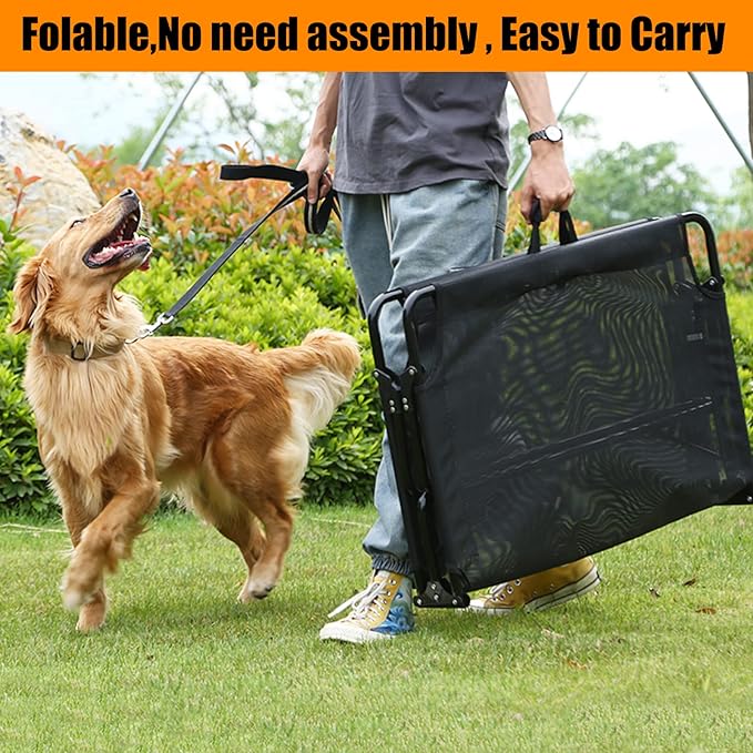 Elevated Raised Small Meduim Dog Bed Cots,Cooling Foldable No Assembly Need Pet Hammock Bed with Breathable Mesh, Indoor Outdoor Dog Pet Bed for Small Meduim Dogs, Chew Proof, Black-Mewly Pet