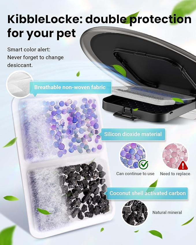 Automatic Cat Feeder for 3 Cats, 6L/25 Cups Smart WiFi Pet Feeder, Strong Anti-Jam System, Dual-Effect Desiccant Cat Food Dispenser, with 10S Voice Recorder for Cats and Small Dog(Black)-Mewly Pet