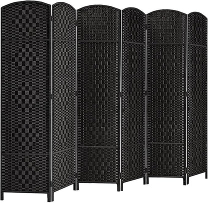 Rose Home Fashion Room Divider, 6 ft Tall Room Dividers and Folding Privacy Screens, 16in Privacy Screen 6 Panel Black Space Temporary Wall Foldable Partition Separation