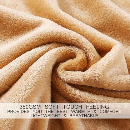 HOZY Soft Blanket King Size Fleece Warm Fuzzy Throw Blankets for The Bed Sofa Lightweight 350GSM Camel 90"*108"