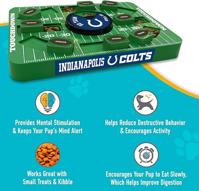 Pets First NFL Indianapolis Colts Large Puzzle Toy, New Size, Interactive Dog Treat & Slow Feeding Toy-Mewly Pet