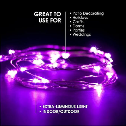 2 Sets 20 LEDs Pink Color String Lights Silver Wire Indoor and Outdoor 6.5 Feet Firefly Starry Fairy Lights Battery Powered for DIY, Christmas, Holidays, Party, Bedroom and Centerpieces