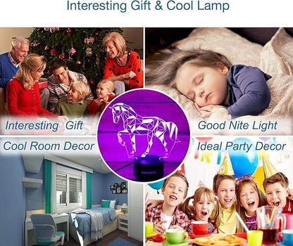 3D Horse Decor Lamp Gift with Remote, 7 Colors Changing Night Light Birthday Toys for Kids Girls Boys, Horse Lovers