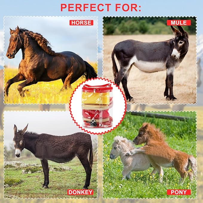 9 Pieces Grooming Kit with Tote Bag - Brush Set, Sweat Scraper, Sponge, Hoof Pick, Curry Comb for Horse Riders and Beginners (Red)-Mewly Pet