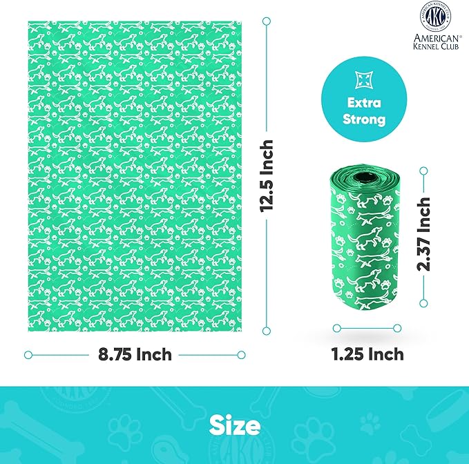 AKC Dog Poop Bags - Leak Proof Pet Waste Bags - 16 Refill Rolls - Lavender Scent - 240 Count (Puppy Print)-Mewly Pet