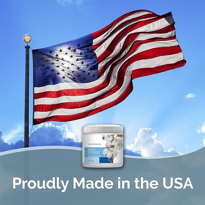 SMELLS BEGONE Air Freshener Odor Absorber Gel - 15 oz, Pack of 2 - Absorbs and Eliminates Odor in Pet Areas, Bathrooms, Cars, & Boats - Made with Essential Oils - Fresh Cotton Scent-Mewly Pet