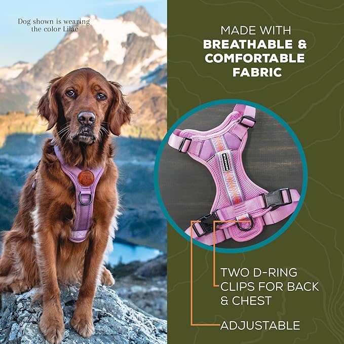Wilderdog Lightweight Dog Harness with Reflective Straps - Large - Lilac-Mewly Pet