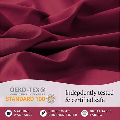 LuxClub 4 PC Queen Sheet Set, Breathable Luxury Bed Sheets, Deep Pockets Wrinkle Free Cooling Sheets Machine Washable Hotel Bedding Silky Soft - Burgundy Queen