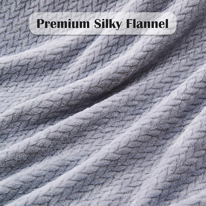 NEWCOSPLAY Super Soft King Blanket Grey Premium Silky Flannel Fleece Leaves Pattern Lightweight Bed Blanket All Season Use (Grey, King(90"x110"))