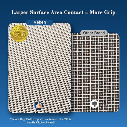 Veken 9x12 Ft Rug Pad Gripper for Hardwood Floors, Non Slip Rug Pads for Area Rugs, Thick Rug Grippers for Tile Floors, Under Carpet Anti Skid Mat, Keep Your Rugs Safe and in Place