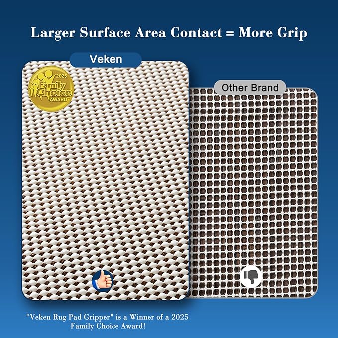 Veken 10x14 Ft Rug Pad Gripper for Hardwood Floors, Non Slip Rug Pads for Area Rugs, Thick Rug Grippers for Tile Floors, Under Carpet Anti Skid Mat, Keep Your Rugs Safe and in Place