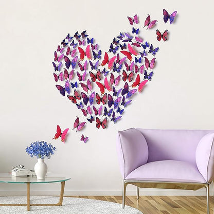 24pcs 3D Vivid Special Man-Made Lively Butterfly Art DIY Decor Wall Stickers Decals Nursery Decoration, Bathroom Décor, Office Décor, 3D Wall Art, 3D Crafts for Wall Art Kids Room Bedroom