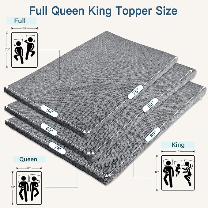 Airensky 3 Inch Memory Foam Mattress Topper, Cooling Gel Infused High Density King (76"x80") Topper with Removable Skin-Friendly Cover, Bed Topper for Pressure Relief Back Pain, CertiPUR-US Certified