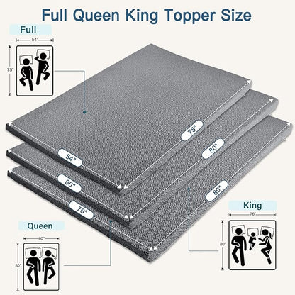 Airensky 3 Inch Memory Foam Mattress Topper, Cooling Gel Infused High Density King (76"x80") Topper with Removable Skin-Friendly Cover, Bed Topper for Pressure Relief Back Pain, CertiPUR-US Certified