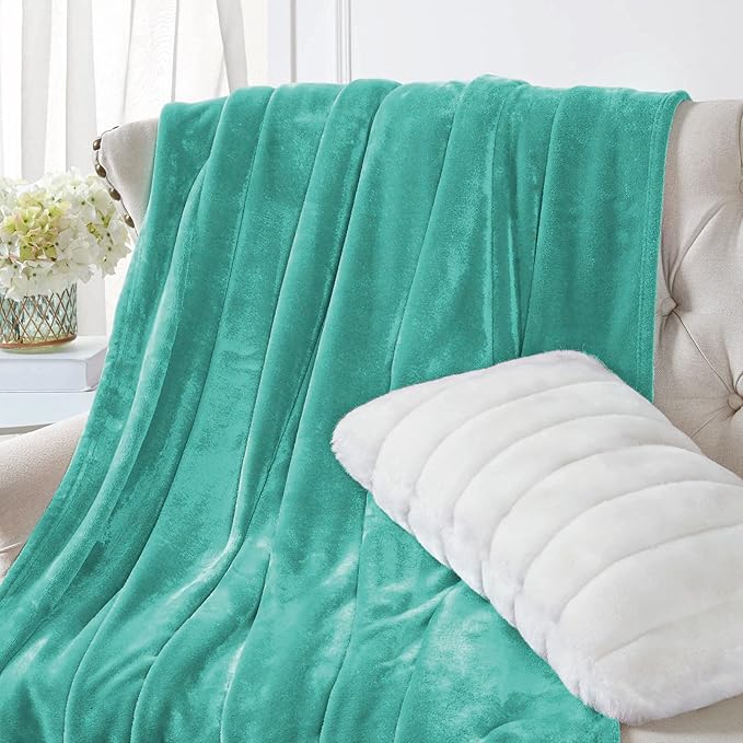 Walensee Fleece Blanket Plush Throw Fuzzy Lightweight (King Size 108x90 Turquoise) Super Soft Microfiber Flannel Blankets for Couch, Bed, Sofa Ultra Luxurious Warm and Cozy for All Seasons